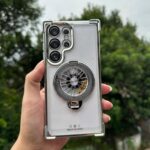 Clear Rotating Gyro Magnetic Stand Case For Samsung