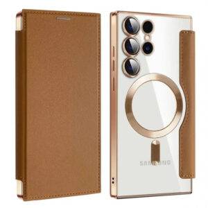 Samsung Electroplated Transparent Leather Magsafe Case