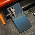 LUXO Life Carbon Fiber Texture Matte Bumper iPhone Case (Mixed-Blue)