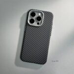 LUXO Life Carbon Fiber Texture Matte Bumper iPhone Case (Black) - Image 2