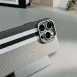 LUXO Life Carbon Fiber Texture Matte Bumper iPhone Case (Black-White) - Image 4