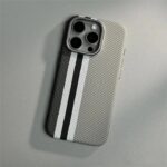 LUXO Life Carbon Fiber Texture Matte Bumper iPhone Case (Black-White) - Image 2
