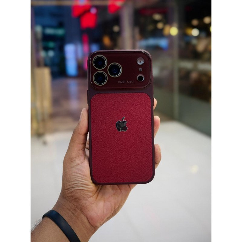Premium Leather Tuxtured Strong Grip and Lens Safety Design Phone Case for iPhone